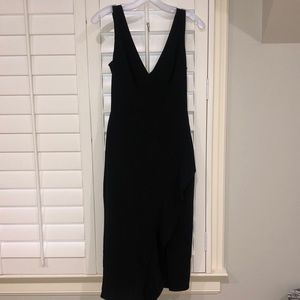 Black ruffle midi cocktail dress never worn size 0